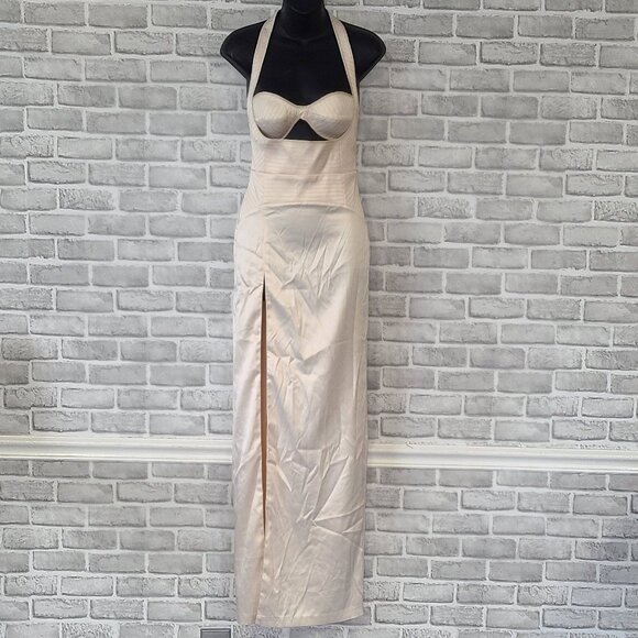 Michael Costello Evolve Marissa Halter Dress Gown Ivory XS NWT Cocktail Prom - Picture 1 of 12